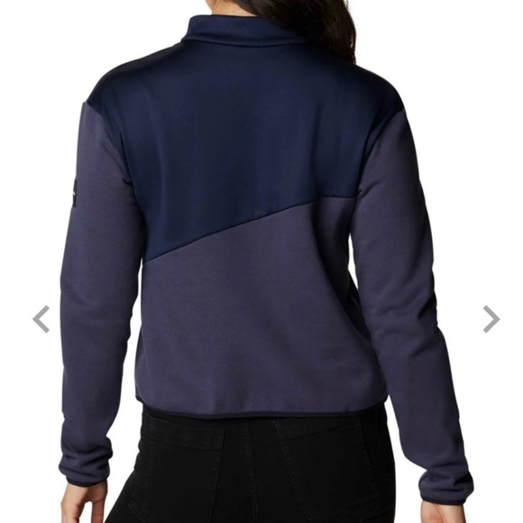 Womens Columbia Lodge Hybrid Fleece Jacket S Colorblock XS Navy Purple - Picture 4 of 11